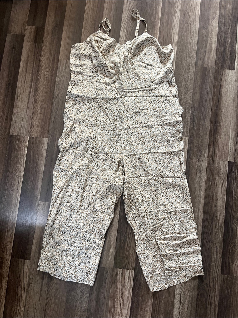 Old Navy Women’s Beige Floral Spaghetti-Strap Jumpsuit